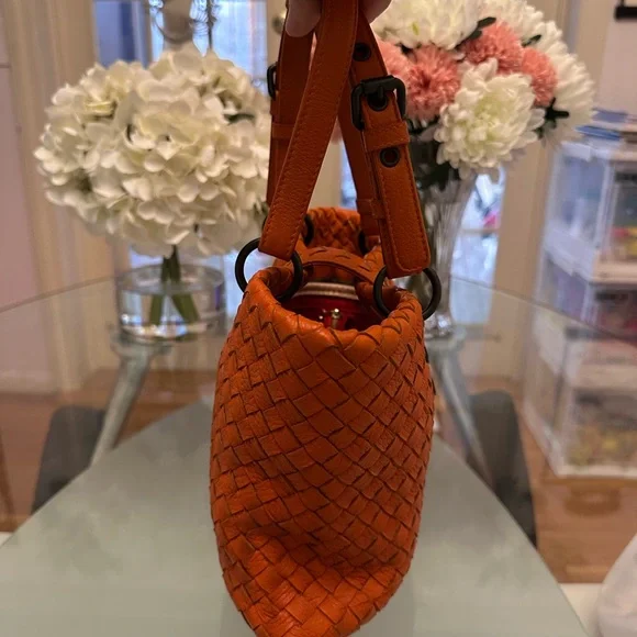 Bottega Veneta Orange Woven Leather Tote - Picture 4 of 15